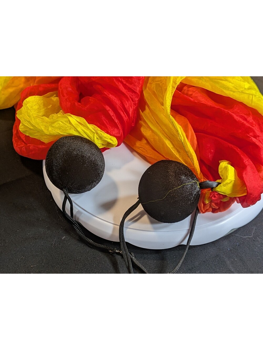 Belly Dance Veil Poi Set Red Orange Yellow Weighted Ball Streamers Pair